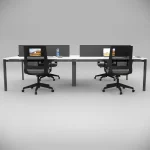 Corner Quadruple Workstation White