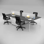 Corner Quadruple Workstation with Shelf Anthracite 3