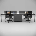 Corner Quadruple Workstation with Shelf White