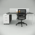 Ear Double 140cm Study Desk with Bottom Shelf Workstation Anthracite