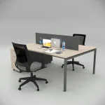 Ear Double 140cm Desk with Bottom Shelf Workstation Oak