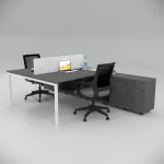 Ear Double 320 Cm Desk with Bottom Shelf Workstation Anthracite