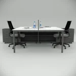 Ear Double 320 Cm Study Desk with Bottom Shelf Workstation White