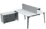 Compact Two-Person Workstation with Integrated Storage